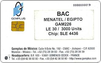 Phonecards - Gemplus test cards: Africa